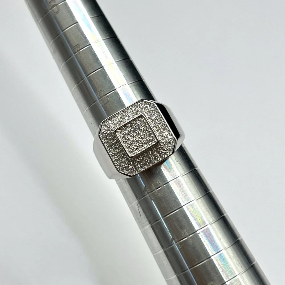 925 Sterling Silver Pavé Square Men’s Ring 1.50CT MOISSANITE Size 9
